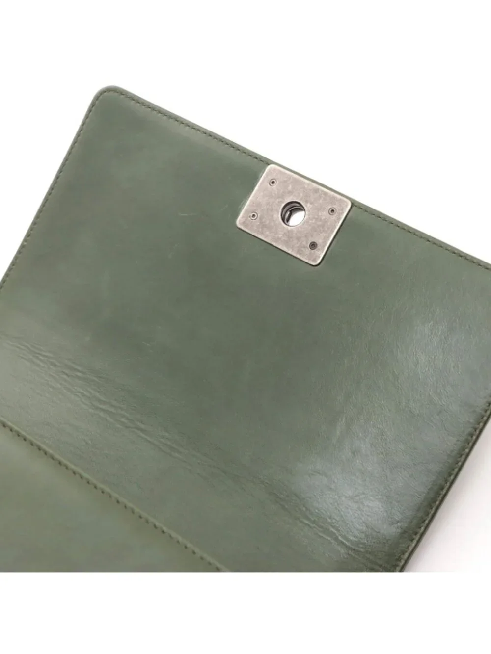 Chanel Boy 25 Quilted Chain Shoulder Green Silver Calfskin Bag